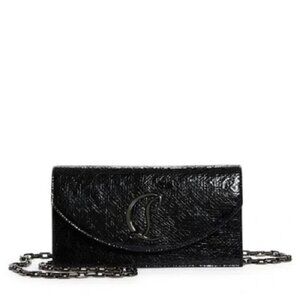NWT CHRISTIAN LOUBOUTIN Loubi54 Specchio Clutch Crossbody Crackle Patent Leather
